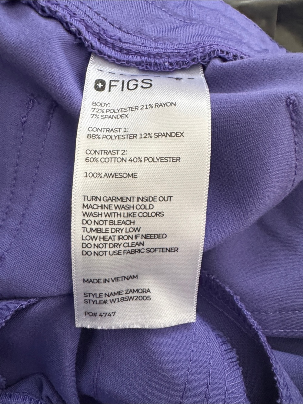 Figs Purple Jogger Scrub Pants with Pink Drawstring - Picture 6 of 7
